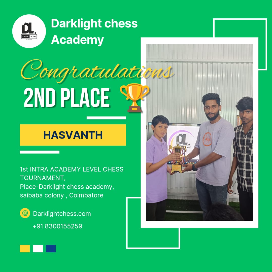Hasvanth – 2nd place, Intra Academy Chess Tournament